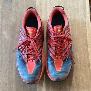 Hoka One One Men's Red and Blue Athletic Running Shoes